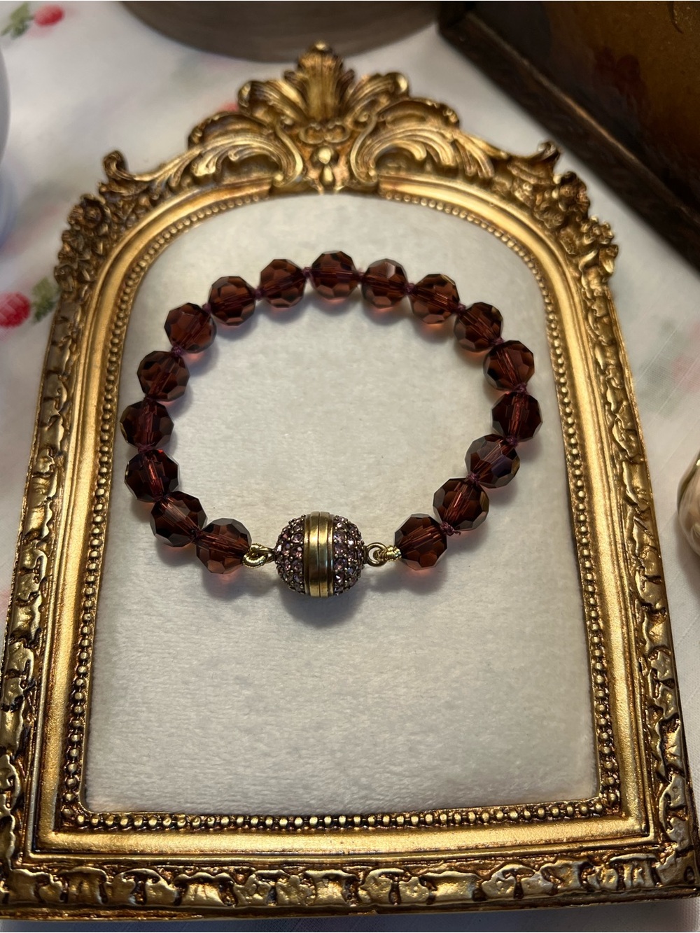 Heidi Daus Deep Brown Faceted Crystal Bracelet with Gold Accent